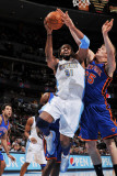 New York Knicks v Denver Nuggets: Nene and Timofey Mozgov