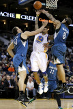 Minnesota Timberwolves v Golden State Warriors: Nikola Pekovic  Michael Beasley and Monta Ellis