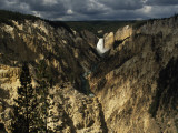 View of the Grand Canyon from Artist Point; the Lower Falls in the Distance Plunges into the Gorge