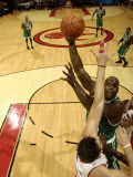 Boston Celtics v Toronto Raptors: Shaquille O'Neal and Andrea Bargnani