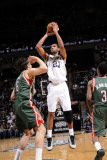Milwaukee Bucks v San Antonio Spurs: Tim Duncan and Andrew Bogut