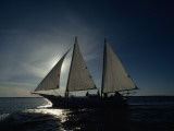 A Backlit Sailboat on the Atlantic Ocean