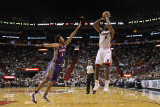 Phoenix Suns v Miami Heat: LeBron James and Josh Childress