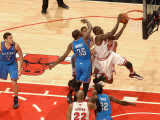 Oklahoma City Thunder v Chicago Bulls: Kevin Durant and Luol Deng