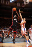 Miami Heat v New York Knicks: LeBron James and Landry Fields