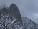 Granite Cliffs Rise into the Clouds in Yosemite Valley