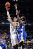 Golden State Warriors v Oklahoma City Thunder: Nenad Krstic and Dorell Wright
