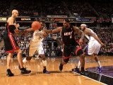 Miami Heat v Sacramento Kings: Lebron James and Donte Greene