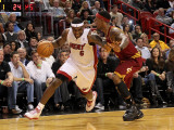 Cleveland Cavaliers  v Miami Heat: LeBron James and Daniel Gibson