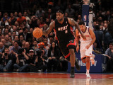 Miami Heat v New York Knicks: LeBron James and Landry Fields