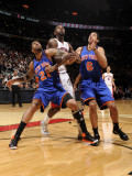 New York Knicks v Toronto Raptors: Amir Johnson  Wilson Chandler and Landry Fields