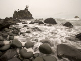 Shown are Scenes of Waves  Surf and Rocky Shoreline at Hidden Beach