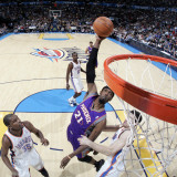 Phoenix Suns v Oklahoma City Thunder: Hakim Warrick  Nick Collison and Kevin Durant