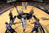 Atlanta Hawks v San Antonio Spurs: DeJuan Blair  Mike Bibby and Jamal Crawford