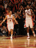 Houston Rockets v Toronto Raptors: Jose Calderon and Amir Johnson