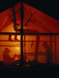 Trail Guides Relax at Day's End in Backcountry Camp  Banff National Park  Canada