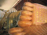 A Painted Statue of a Reclining Buddha