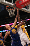 Golden State Warriors v Los Angeles Lakers: Kobe Bryant and Andris Biedrins