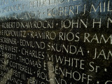 Close View of Names Etched into the Vietnam Memorial