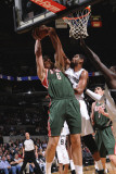 Milwaukee Bucks v San Antonio Spurs: Andrew Bogut and Tim Duncan