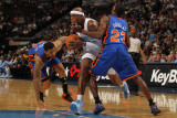 New York Knicks v Denver Nuggets: Al Harrington  Toney Douglas and Wilson Chandler