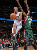 Milwaukee Bucks v Denver Nuggets: Chauncey Billups and Larry Sanders