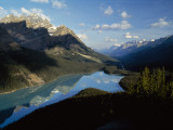 Mountain Peaks Reflect in Peyton Lake  Banff National Park  Alberta  Canada