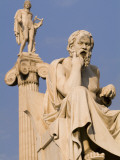 Statues of Socrates and Apollo in Front of the Academy of Athens