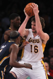 Indiana Pacers v Los Angeles Lakers: Pau Gasol  Roy Hibbert and TJ Ford