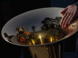 Reflections in a Brass Horn Used During the Procession Fete Dieu