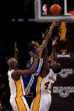 Golden State Warriors v Los Angeles Lakers: Monta Ellis  Derrick Caracter and Lamar Odom