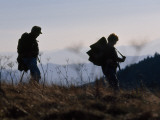 Silhouetted Hikers at Twilight on the Appalachian Trail