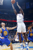 Golden State Warriors v Oklahoma City Thunder: Serge Ibaka and Stephen Curry