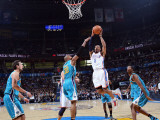 New Orleans Hornets v Oklahoma City Thunder: Russell Westbrook and David West