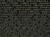 Close View of Names Etched into the Vietnam Memorial