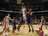 New York Knicks v Toronto Raptors: Amir Johnson  Amar'e Stoudemire and Landry Fields