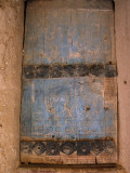 A Wooden Door  Carved and Painted Blue