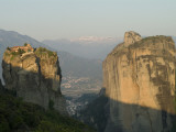 The Agia Trias Monastery on One of the Meteora Peaks and the Valley