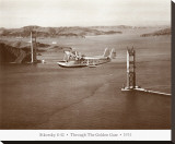 Sikorsky S-42 through the Golden Gate under Construction  San Francisco  1935