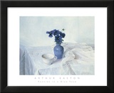 Pansies in a Blue Vase