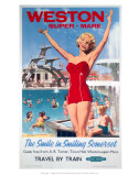 Weston-Super-Mare  the Smile in Smiling Somerset  Girl in Red at the Swimming Pool