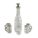 Liquor Bottle and Five Handled Glasses (19th C)