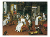 Barber's Shop with Monkeys and Cats