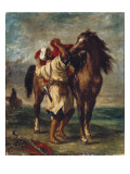 Arab Saddling His Horse