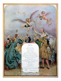 Ritz Restaurant Menu  Depicting a Group of Elegant 18th Century Men and Women Drinking Champagne