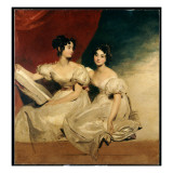A Double Portrait of the Fullerton Sisters  Seated Full Length  in White Dresses  C1825