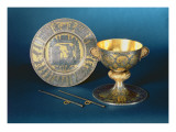 Communion Cup  Plate and Fistulae of the Cathedral Chapter of Wilten of Cast Silver