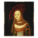 Portrait of a Young Girl  Half Length  Wearing a Green and Gold Costume with a Red Hat