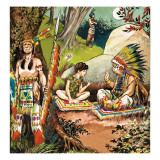 Peter Pan Talks with the Chieftain  Illustration from 'Peter Pan' by JM Barrie