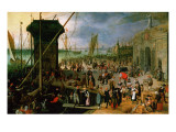 A View of Antwerp Harbour with the Kraanenhoofd and the Werf Gate  1608